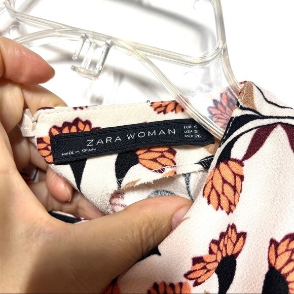 Zara Floral Print Short Sleeve Boxy Top S NWOT - Picture 4 of 8